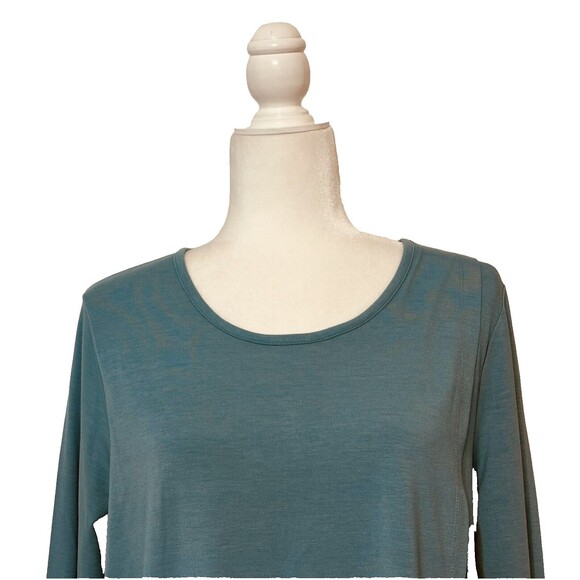 Soft Surroundings Women Size L Touch Of Sheer Aqua Sea Long Sleeve Tunic Boho - Picture 2 of 11